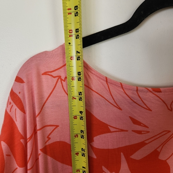 Lands End Women's Size 2X Maxi Dress New Pink Tropical Stretchy Jersey Soft Knit - Picture 7 of 8